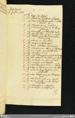 [Faszikel 26: Personenverzeichnisse zu verschiedenen Ereignissen, insbesondere dem Ringrennen am 18. Februar 1738]