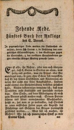 M. Tullius Cicero's Reden, Dritter Theil