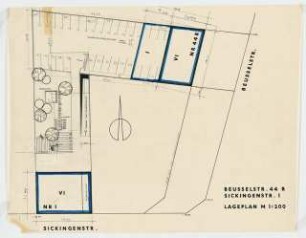 Wohn- und Geschäftshäuser Beusselstraße 44 R und Sickingenstraße 1, Berlin-Moabit: Lageplan 1:200
