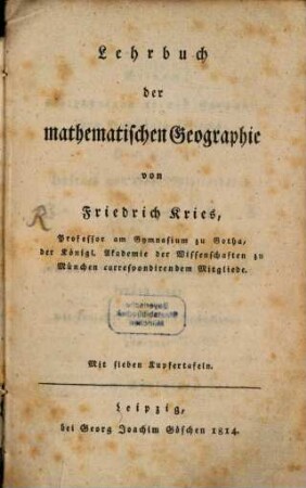 Lehrbuch der mathematischen Geographie