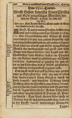 Cap. XXXII. Grosse Gaben beweisen keinen Christen und Gott wolgefälligen Menschen, ...