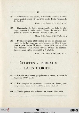 Étoffes - Rideaux - Tapis d'orient (Nr. 139-157)
