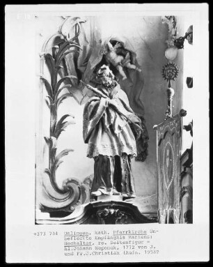 Hochaltar, rechte Seitenfigur, Heiliger Johann Nepomuk
