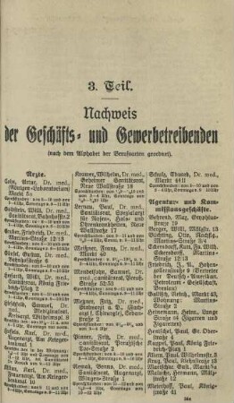 3.Teil. Nachweis der Geschäfts- und Gewerbetreibenden
