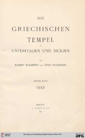 Die griechischen Tempel in Unteritalien und Sicilien: Text