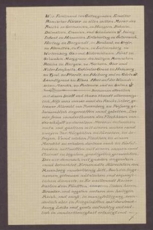 Kaiser Ferdinand verleiht auf Bitten Albrecht von Rosenbergs dessen Flecken Unterschüpf Marktrecht und verleiht ihm ein Wappen.