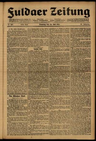 Erste Ausgabe vom Dienstag, den 22. Juli 1913.