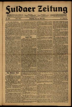 Erste Ausgabe vom Dienstag, den 22. Juli 1913.