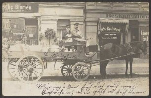 Ansichtskarte Pferdewagen, Skalitzer Straße 38