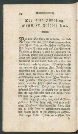 Der gute Jüngling, wenn er gefehlt hat.