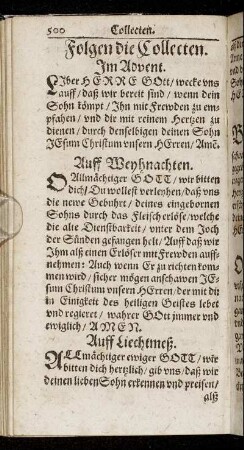 Folgen die Collecten.