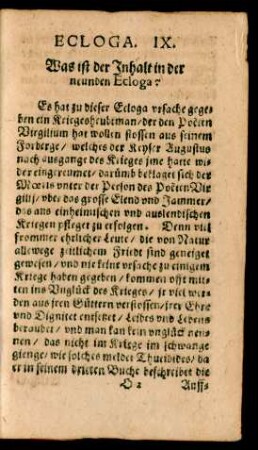 Ecloga. IX. Was ist der Inhalt in der neunden Ecloga?