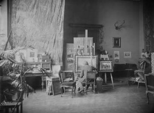 Künstleratelier Wilhelm von Dietz (1839-1907), Genremaler, Zeichner der "Fliegenden Blätter"