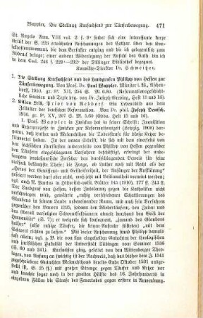 471-472 [Rezension] Wappler, Paul, Die Stellung Kursachsens und des Landgrafen Philipp von Hessen zur Täuferbewegung