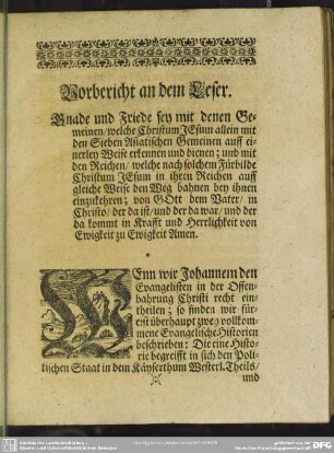 Vorbericht an dem Leser