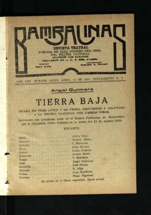 Tierra baja : drama en tres actos y en prosa