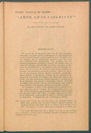 Amor, Gran Leberinto (Pemio Nacional de Teatro)