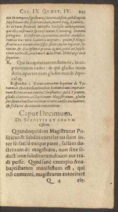 Caput Decimum. De Subditis Et Eorum Officio.
