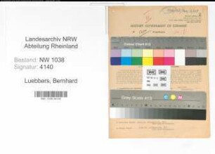 Entnazifizierung Bernhard Luebbers , geb. 08.11.1901 (Lokfuehrer)