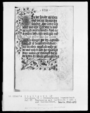 Deutsches Gebetbuch (Waldburg-Gebetbuch) — Initialen D und A, Folio 27recto