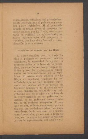 La opinión del senador por La Rioja
