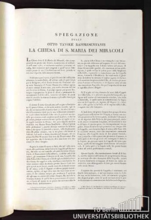 Spiegazione delle otto Tavole rappresentanti la Chiesa di S. Maria dei Miracoli