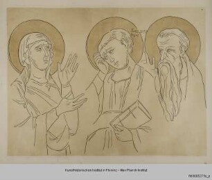 Oberkörper von Maria, Johannes und dem Propheten Jeremias aus einer Kreuzigungsgruppe