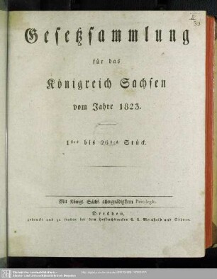 1823: Gesetzsammlung für das Königreich Sachsen