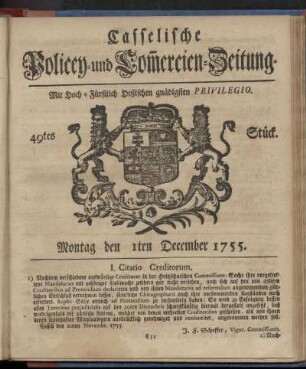 49tes Stueck, Montag den 1ten December 1755