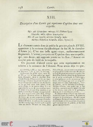 XIII.Description d’un Camée qui représente Cupidon dans une coquille