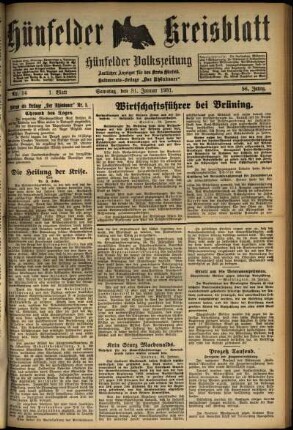 Erste Ausgabe vom Samstag, den 31. Januar 1931.