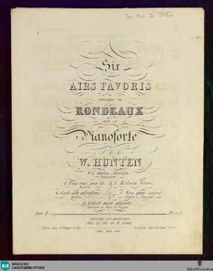 3: Six airs favoris : arrangés en rondeaux pour le pianoforte