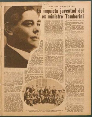 La inquieta juventud del ex ministro Tamborini : Los "Self-Made-Men"