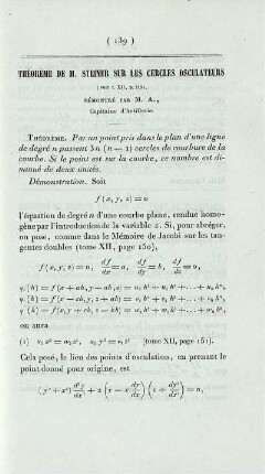 Théorème de M. Steiner sur les cercles osculateurs.