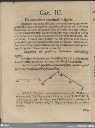 Cap. III. De quantitate continua in specie