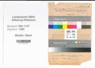 Entnazifizierung Albert Becker , geb. 27.03.1902 (Kaufmaennischer Angestellter)