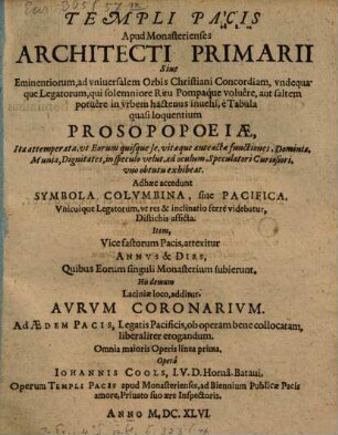Templi pacis apud monasterienses Architecti primarii ... Prosopopoeiae