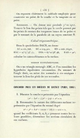 Concours pour les bourses de licence (Paris, 1885).