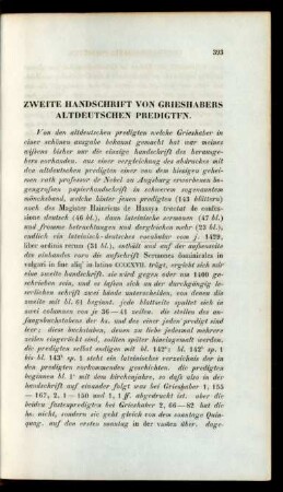 Zweite Handschrift Von Grieshabers Altdeutschen Predigten.