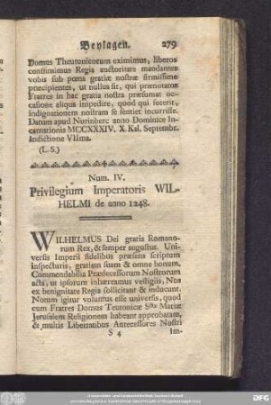 Num. IV. Privilegium Imperatoris Wilhelmi de anno 1248.