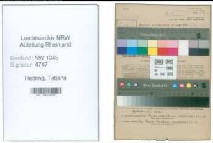 Entnazifizierung Tatjana Rebling , geb. 24.12.1920 (Stenotypistin)