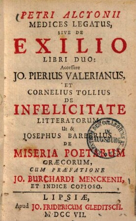 Petri Alcyonii Medices Legatus, sive de exilio : libri duo