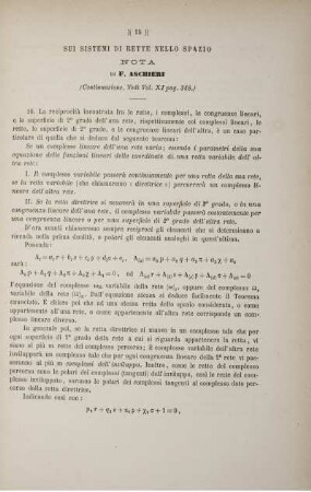 Sui sistemi di rette nelle spazio (Continuazione, Vedi Vol. XI pag. 348).