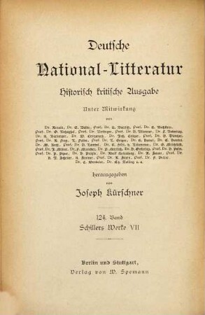 Schillers Werke, 7. Übersetzungen und Bearbeitungen fremder Lustspiele: Turandot, der Parasit, der Neffe als Onkel und Bühnenbearbeitungen fremder Stücke