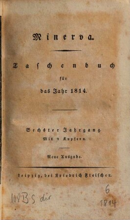 Minerva : Taschenbuch, 1814 = Jg. 6