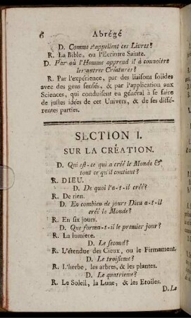 Section I. Sur La Création. - Section V. Sur Les Loix.