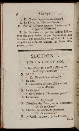 Section I. Sur La Création. - Section V. Sur Les Loix.