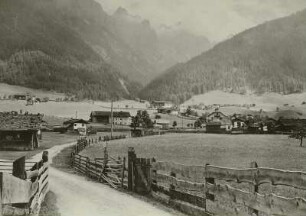 Neustift-Neder im Stubaital. Ortsteilansicht mit Einmündung des Pinnistales