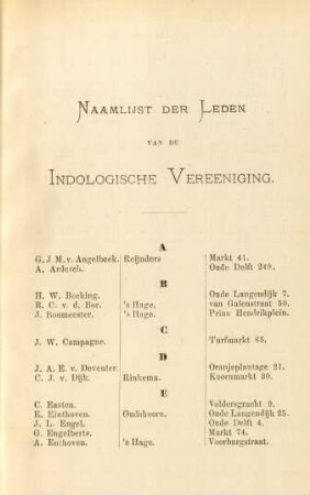 Naamlijst der leden van de Indologische Vereeniging