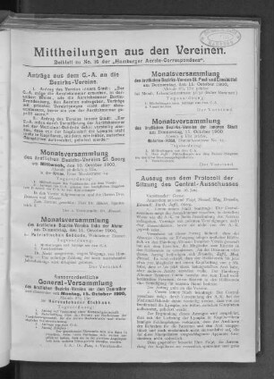 Mittheilungen aus den Vereinen.